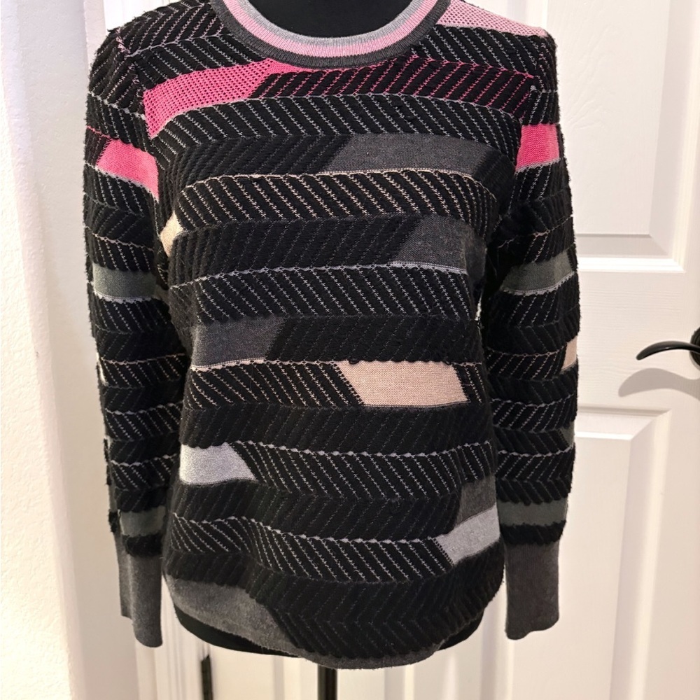 Nic+Zoe Colorful Shaded Cotton Striped Sweater - Picture 2 of 9